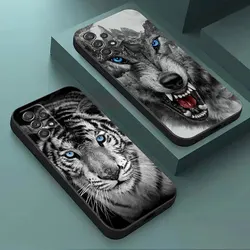 Wolf Lion Tiger Animal Phone Case For Samsung Galaxy A15 A25 A24 A23 A22 A21S A20s A13 A10 A05S A04 A03 A02 A14 Soft Black Cover