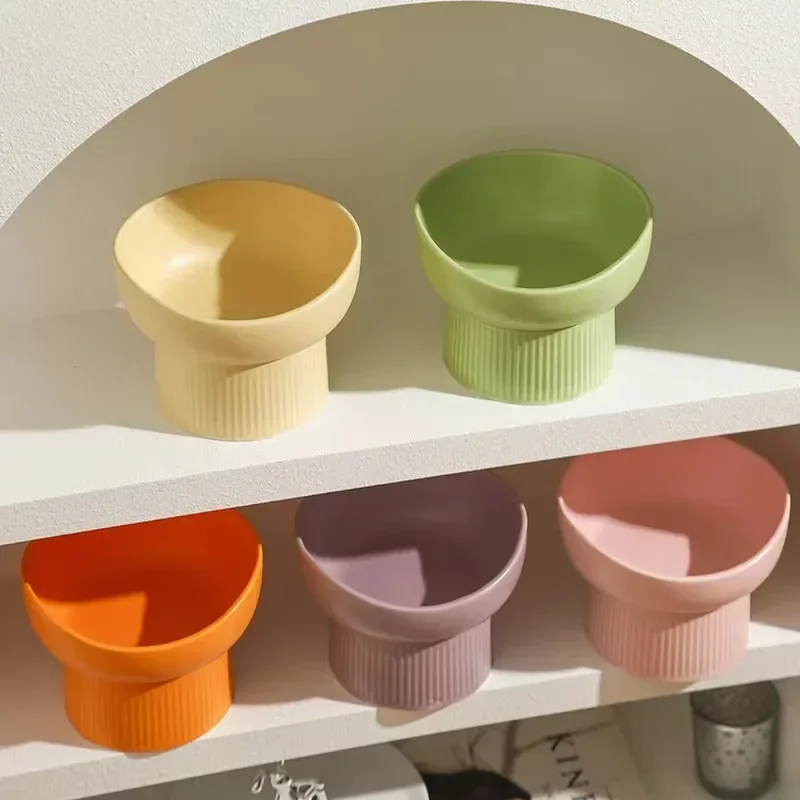 

Cat Nordic Style Food Water Bowl Pet Animal Ceramic Eating Dishes High Foot Raised Puppy Cats Matte Bowls Elevated Dog Bowls