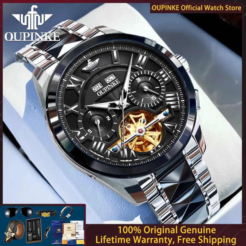 

OUPINKE 3236 Men Watch Top Luxury Brand Waterproof Skeleton Automatic Watch Original Business Men Mechanical Watch Montre Homme