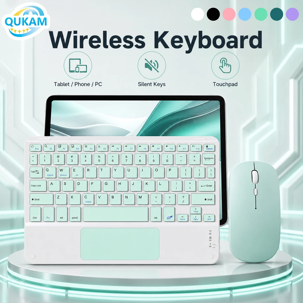 Universal Bluetooth Keyboard Touchpad Multi Device Pairing Ultra Slim Rechargeable Ergonomic Keyboard For iOS Android Windows