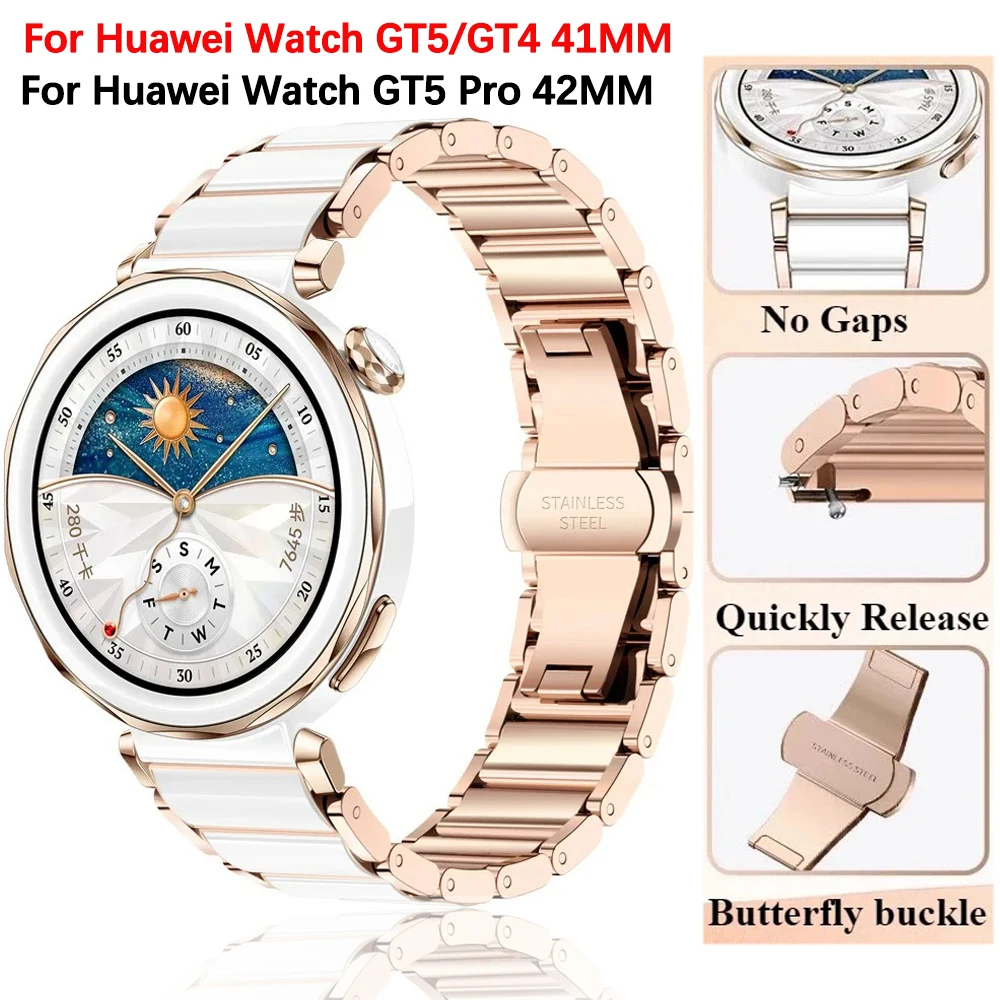 

18mm Ceramic Strap for Huawei Watch GT5 Band GT4 41mm Replaceable Wristband Correa for Huawei Watch GT5 Pro 42mm Sport Watchband