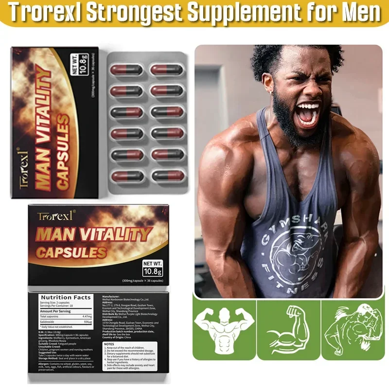 Testosterone Booster for Men, Male Enlargement Pill, Enhance Energy & Endurance, Muscle Growth Supplement