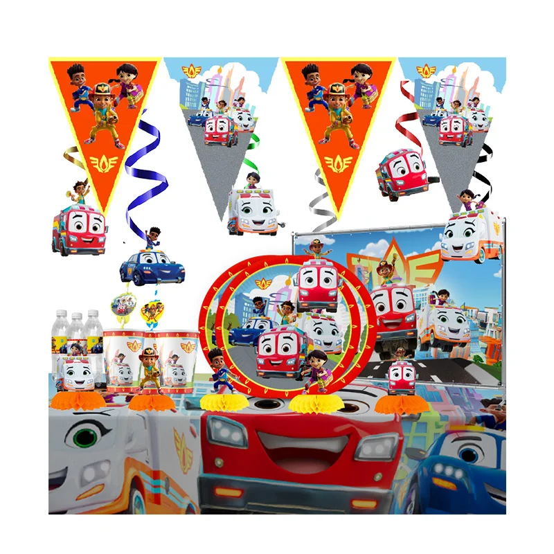 Firebuds Boys and Girls Theme Cute Birthday Party Decoration Balloon Plate Banner Backdrop Cake Supplies Banner For Baby Shower