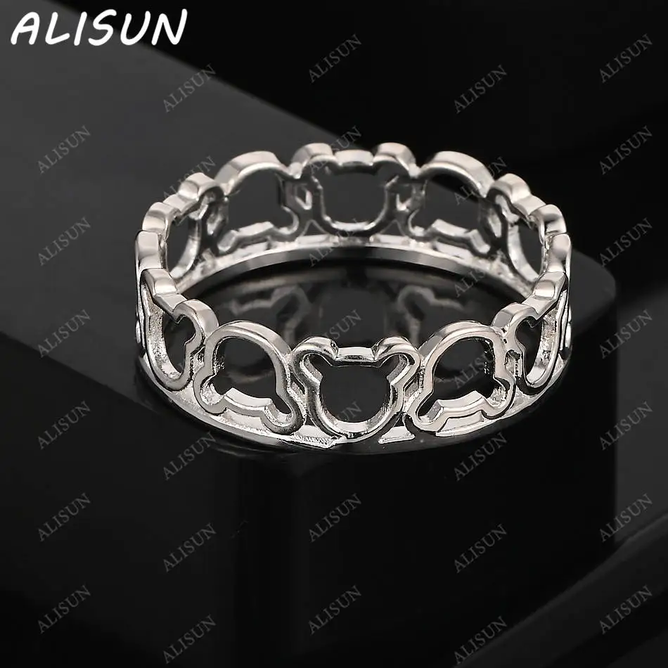

ALISUN 925 Sterling Silver Mickey Connect Wedding Ring For Women Men Grace Jewelry Trend Fashionable Birthday Party Gifts