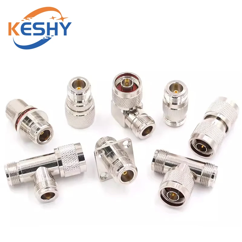 N Type Connector L16 N Male Female 90Degree Right Angle 4hole Flange with O-ring Tee Type 3Way Splitter Bulkhead RF Brass Copper