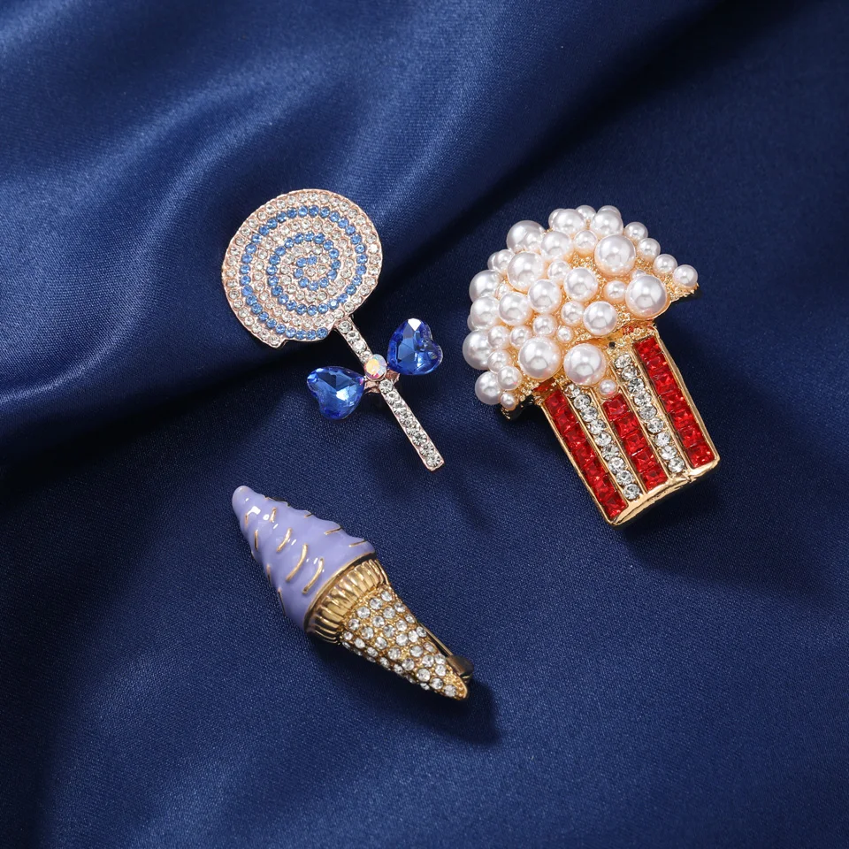 Muylinda Popcorn Lollipop Icecream Enamel Snack Brooch Badge Bag Buckle Pins Sweater Button Clip Accessories