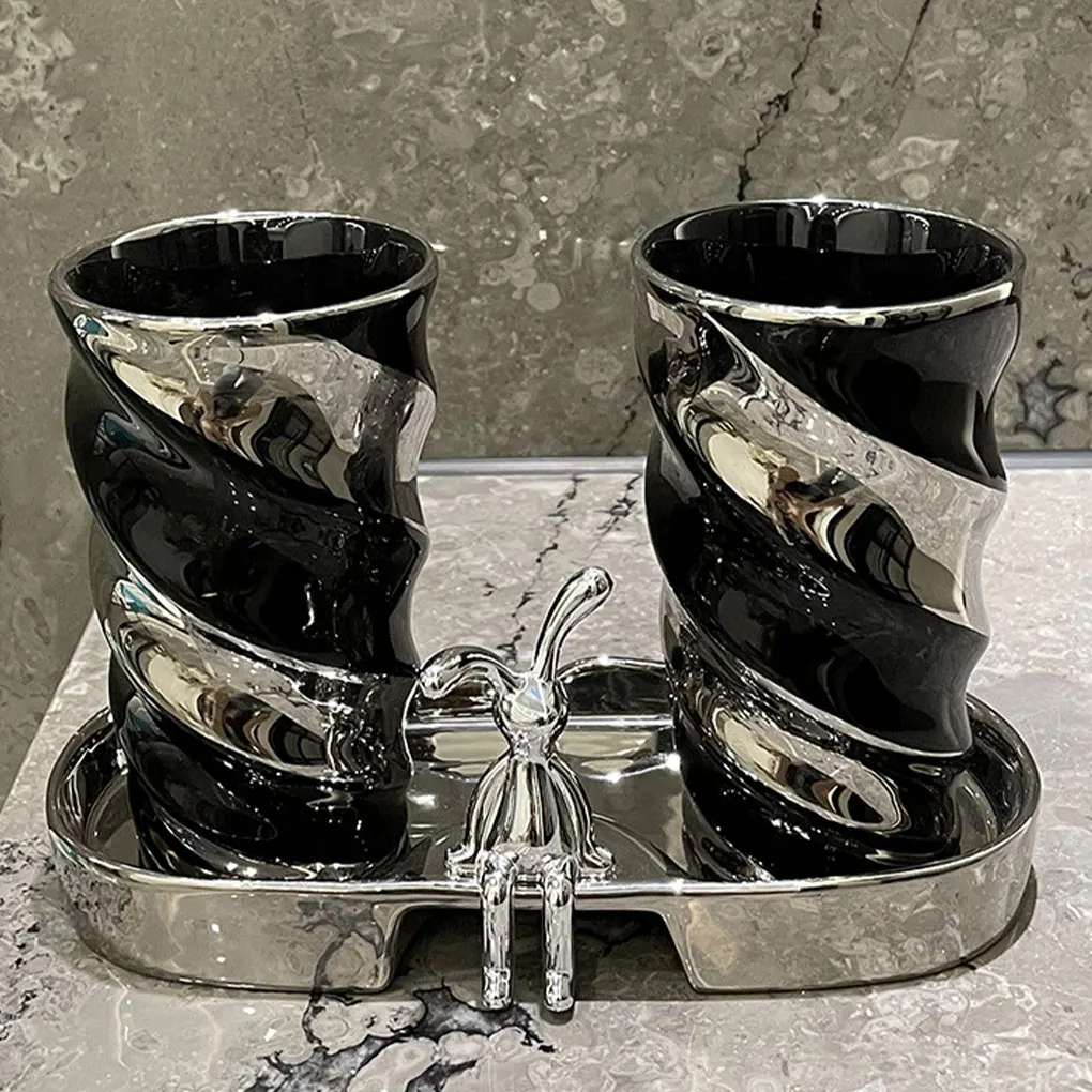 

Bathroom Cup Matte White Holder With Arc-shaped Bathroom Toothbrush Holder Reusable Mouthwash Cup Holder For Toothbrush