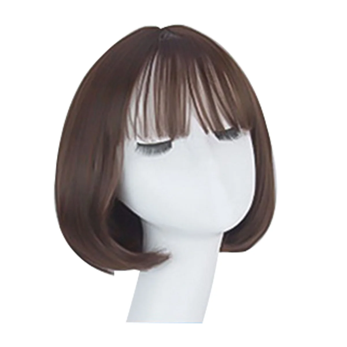 ABGN Wig Wig with Bangs for Women, Natural Looking Short Wig , Short Wig for Daily Korea Versions Dark Brown