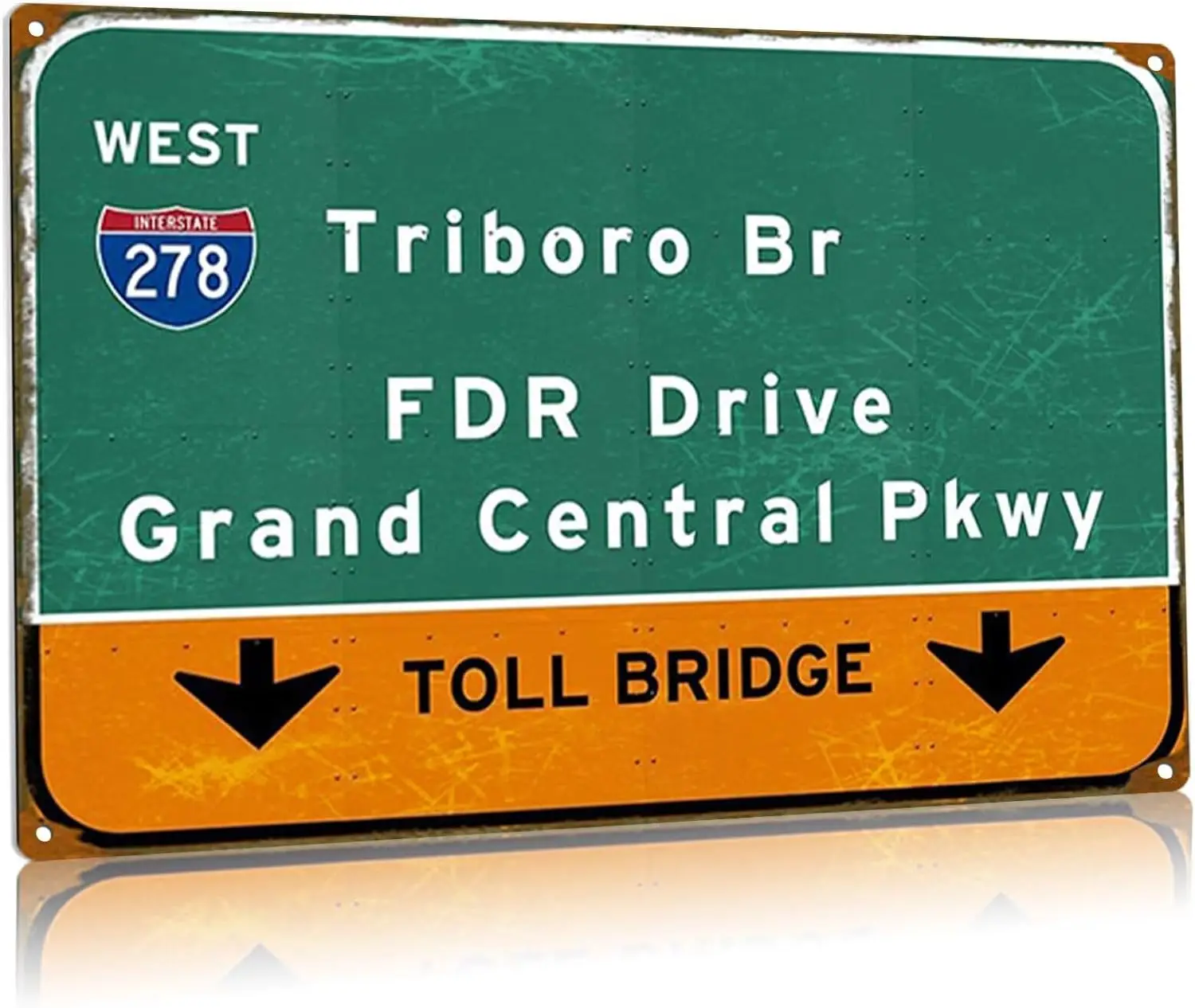 Triborough Bridge Vintage Metal Tin Signs Toll West Interstate 278 Poster Fdr Drive Grand Central Pkwy Direction Si