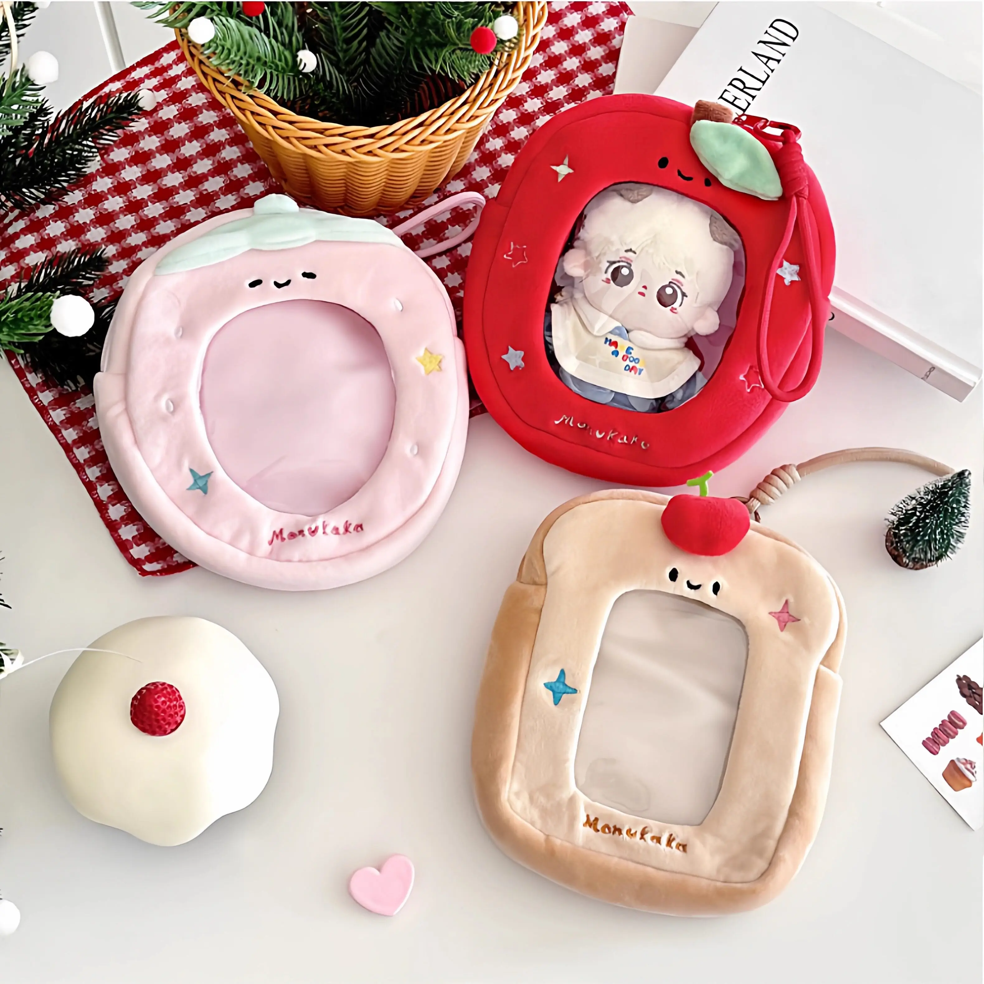 Sweet and Cute Original Strawberry Apple Plush Lta Bag Cute Pain Bags Bar Storage Bag 10cm Baby Walking Baby Bags
