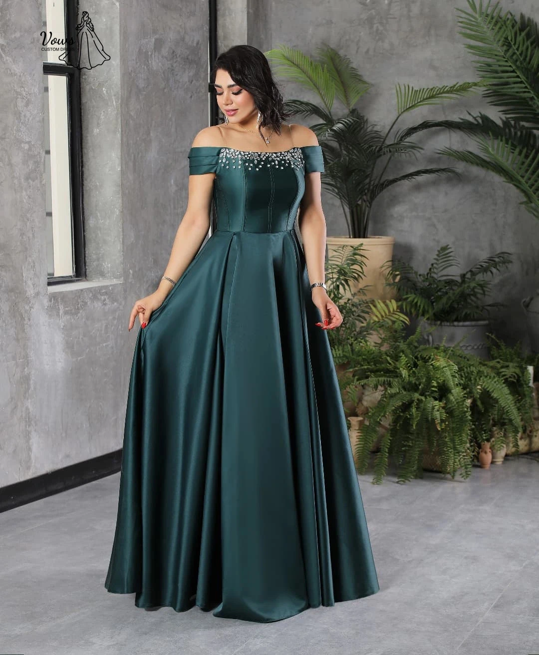

Vows Custom Made Evening Dresses 2025 Luxury Prom Dresses 2025 Card Shoulder A Word Rhinestones Dresses. For. Women Wedding Gown