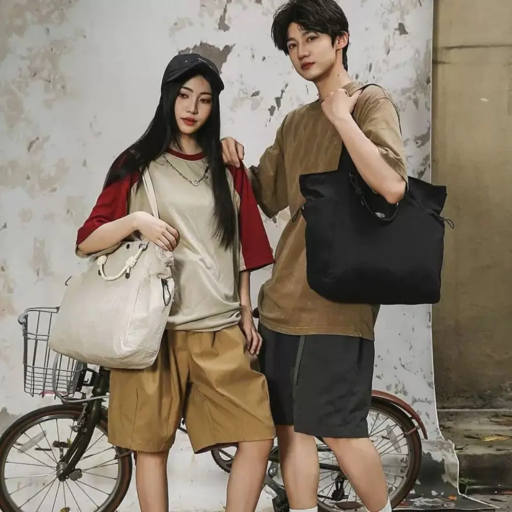 Tas Belanja Tas Jinjing Nilon Kasual Tali Nilon Gaya Korea Tas Ramah Lingkungan Ringan Tas Tangan Kapasitas Besar Tas Bahu Nilon Pelajar