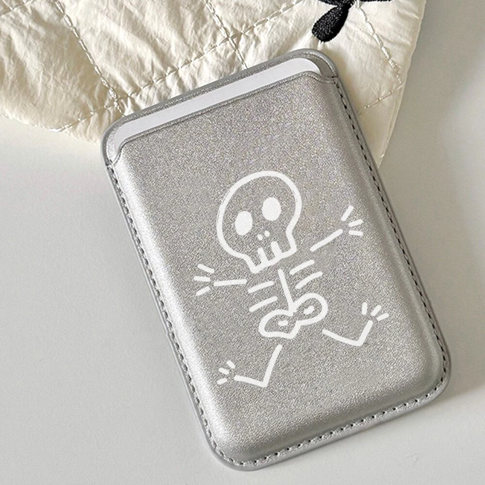 Leder-Kartenhalter Künstlerischer Totenkopf-Geldbörsen-Cover Telefonkartenhalter für Magnetische Hülle Geeignet für alle iPhones für Magsafe Karten-Handytasche – Detail 1