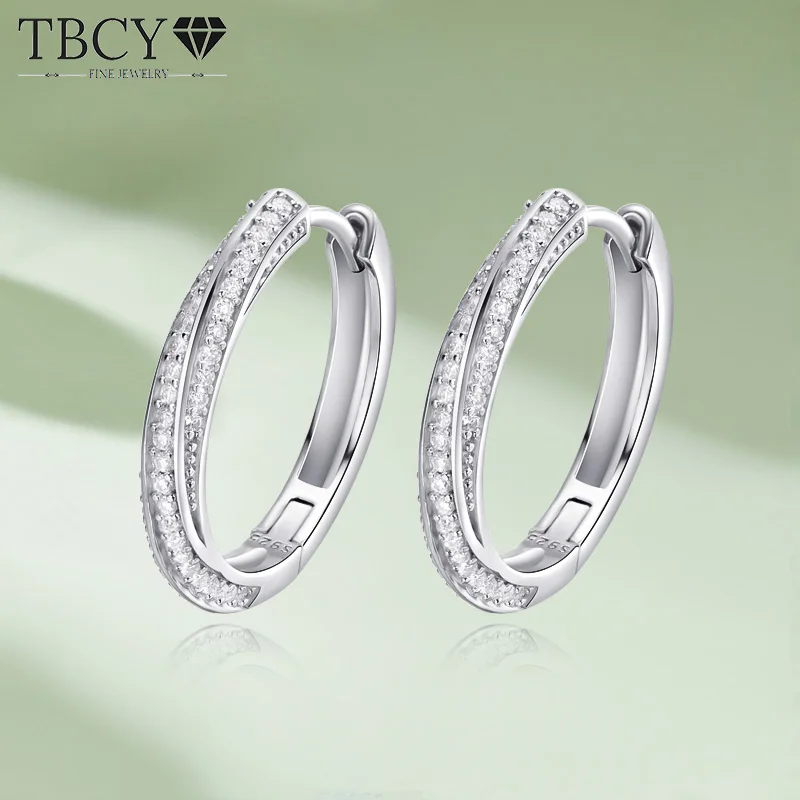 

TBCYD 1mm 0.51cttw D Color Moissanite Hoop Earrings For Women S925 Silver 18k Gold Plated Diamond Ear Hoops Party Fine Jewelry