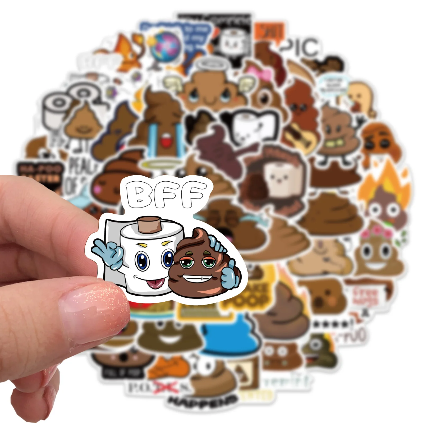 60pcs Cartoon POOP Stickers for Skateboard Suitcase Scrapbook Laptop Car Wall Graffiti Funny Sticker