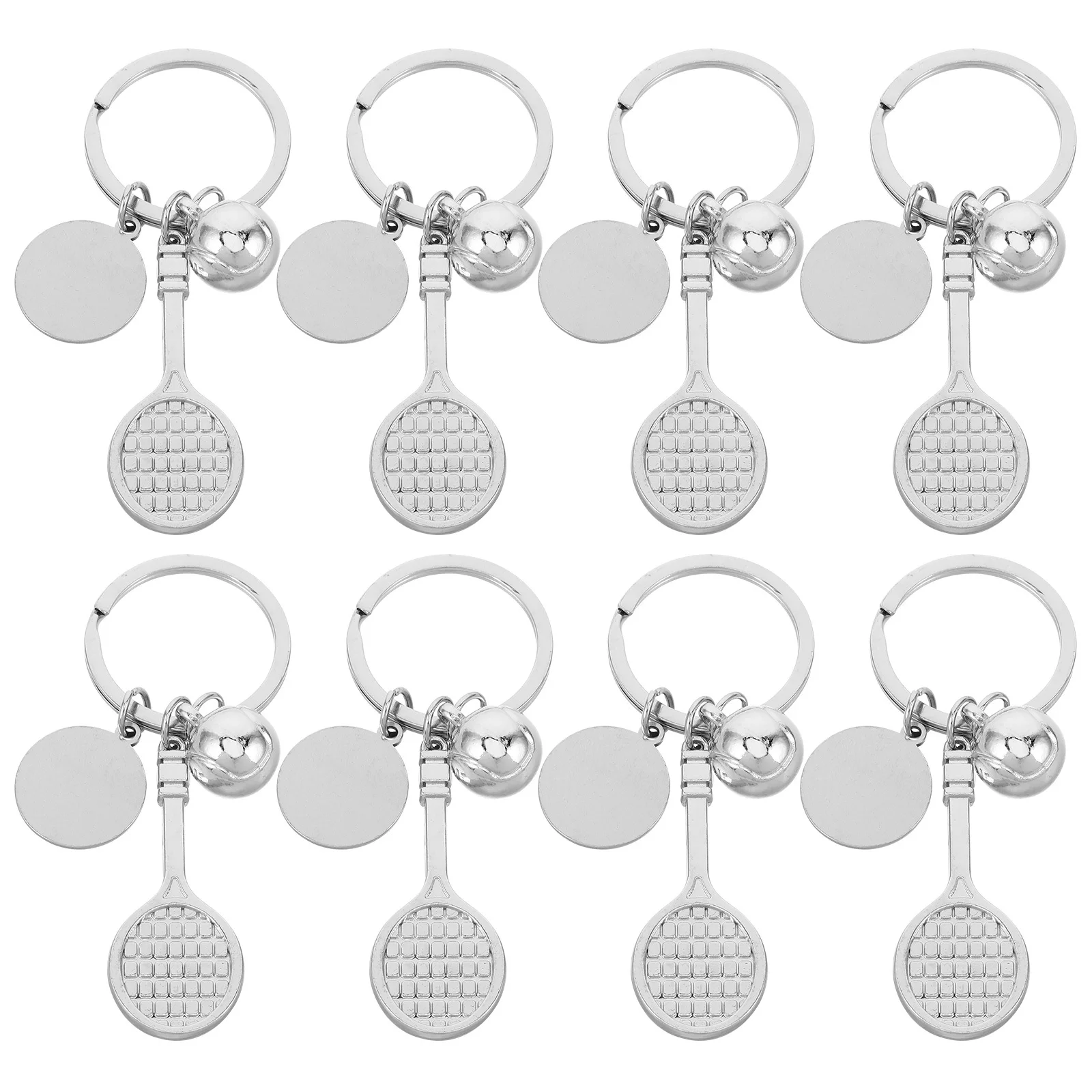 

8Pcs Tennis Racket Keychain Mini Zinc Alloy Sport Style Pendant Keyrings for Athletes Bags Keys Backpack Charms