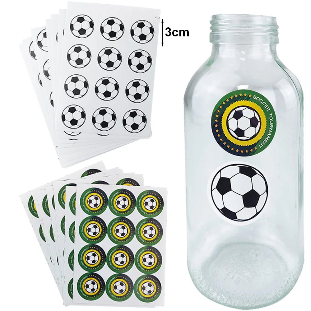 10Set 120pcs Football Pattern Sealing Stickers Green White Sticker Soccer Birthday Party Decor Envelope Cup Computer Stickers