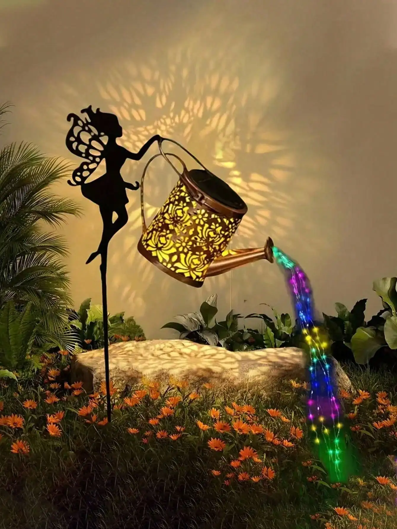 1/2 قطعة أضواء سقاية الجنية الشمسية: 36 LED، مستشعر الضوء، ديكور حديقة معدني خارجي (بدون جهاز تحكم عن بعد) #5