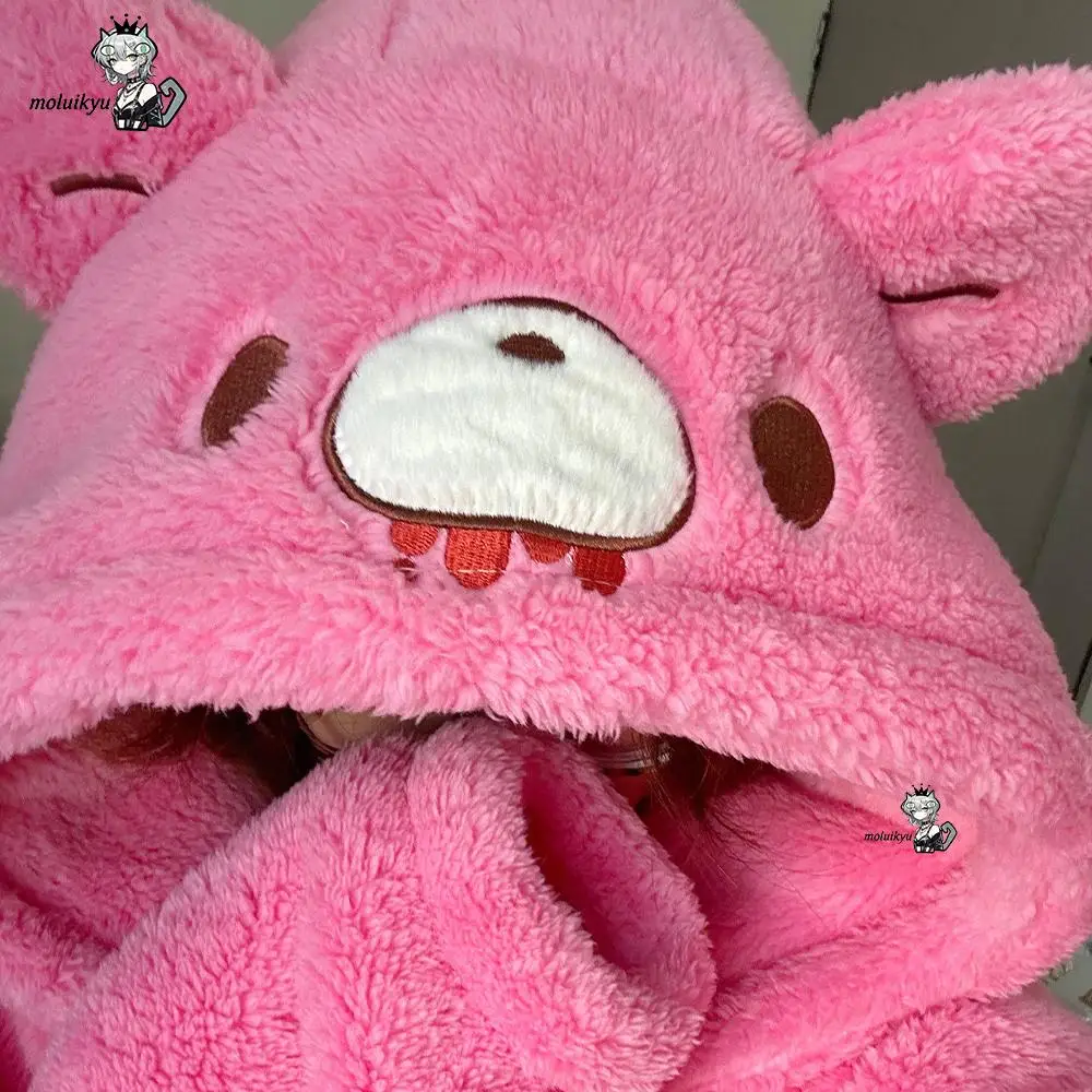 Women Gloomy Bear Hooded Pajamas Set Fleece Robe Winter Thick Coral Velvet Cartoon Zipper Loungewear Warm Fluffy Home Sleepwear