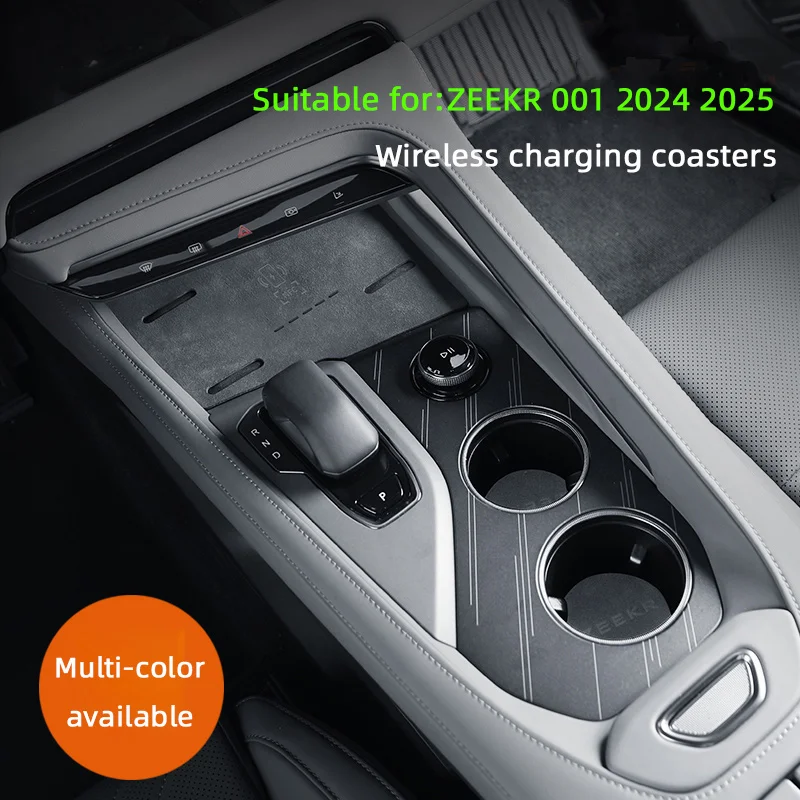 

For ZEEKR 001 2024 2025, A lcantara Car Center Wireless Charging Mats, Coasters Gear Panel Recess Mats Interior Auto Accessories