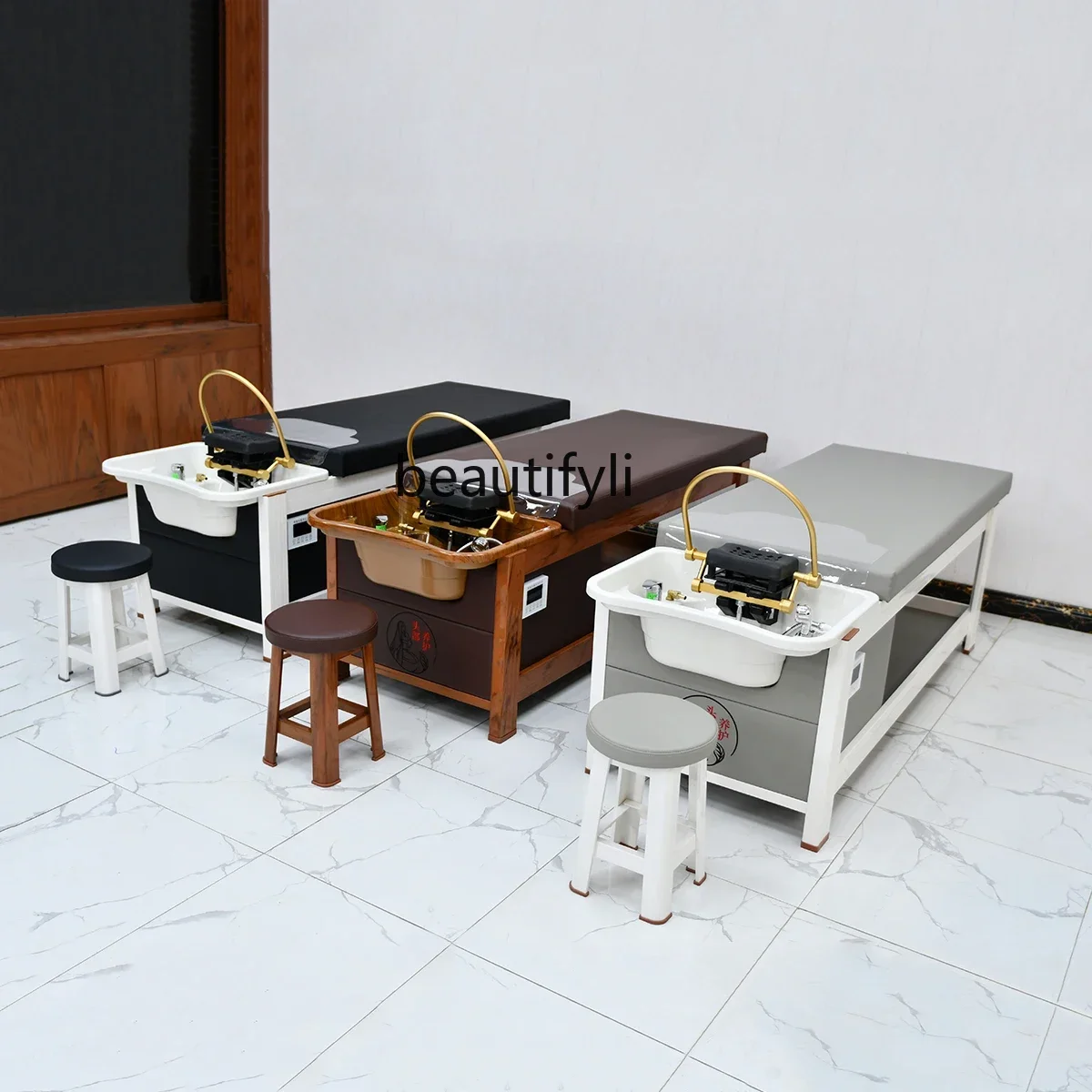 Thai Hair Saloon Dedicated Shampoo Chair Head Therapy Bed Constant Temperature Water Circulation Fumigation Integrated Bed