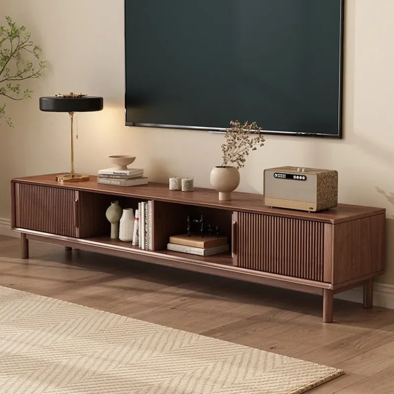 2026 New All Solid Wood TV Cabinet Locker Integrated Simple Chinese Style Living Room Storage for Small Apartment Household