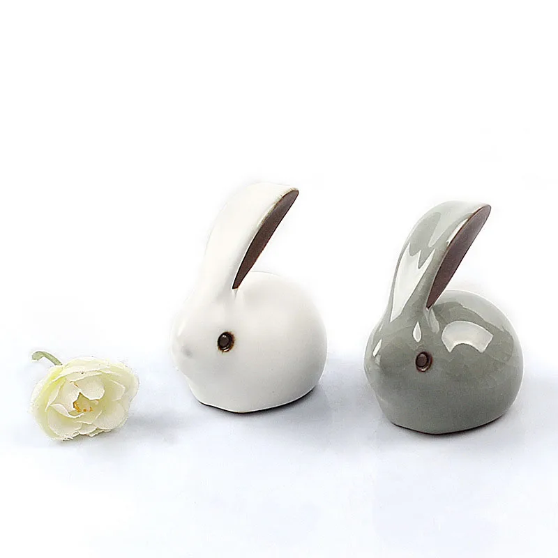 Cool Lovely Gekio Rabbit Home Decor Ornaments Kung Fu Tea Pets Set Boutique Zodiac Ceramic Mini Desk Decoration Figurines