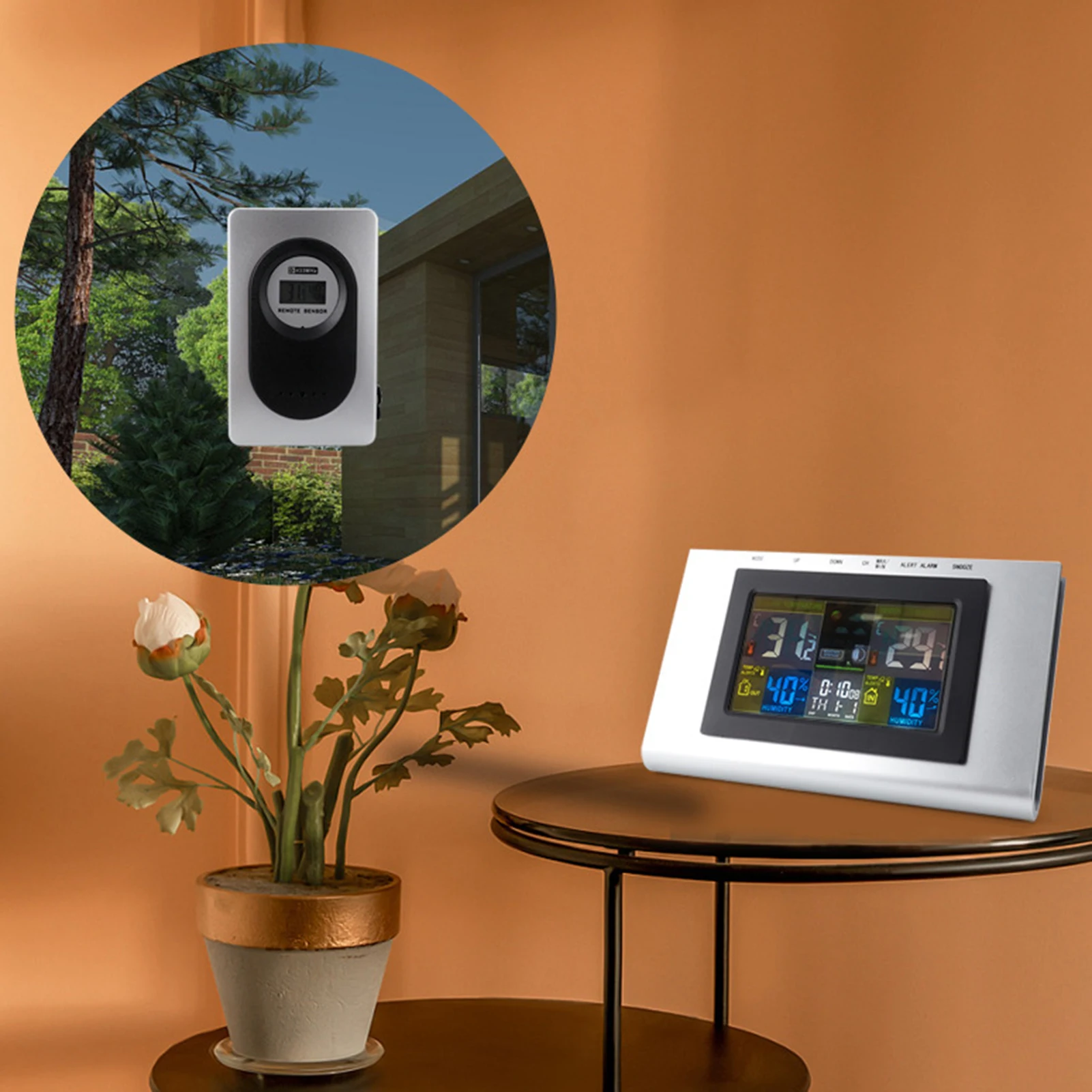 Цифровая метеостанция, монитор температуры и влажности, внутренний и открытый двойной экран, многофункциональный термометр, гигрометр, часы