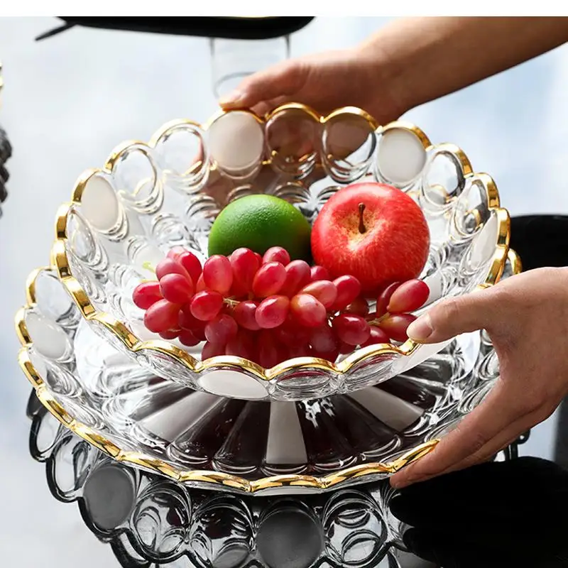 

Crystal Glass Fruit Plate Nordic Light Luxury High-end Modern Living Room Coffee Table Home Snacks Large