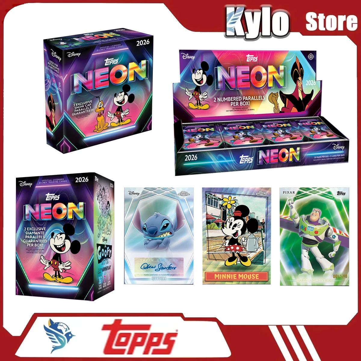 2026-topps-disney-neon-series-mega-and-value-version-collection-cards-designer-toys-anime-peripheral-surprise-holiday-gift
