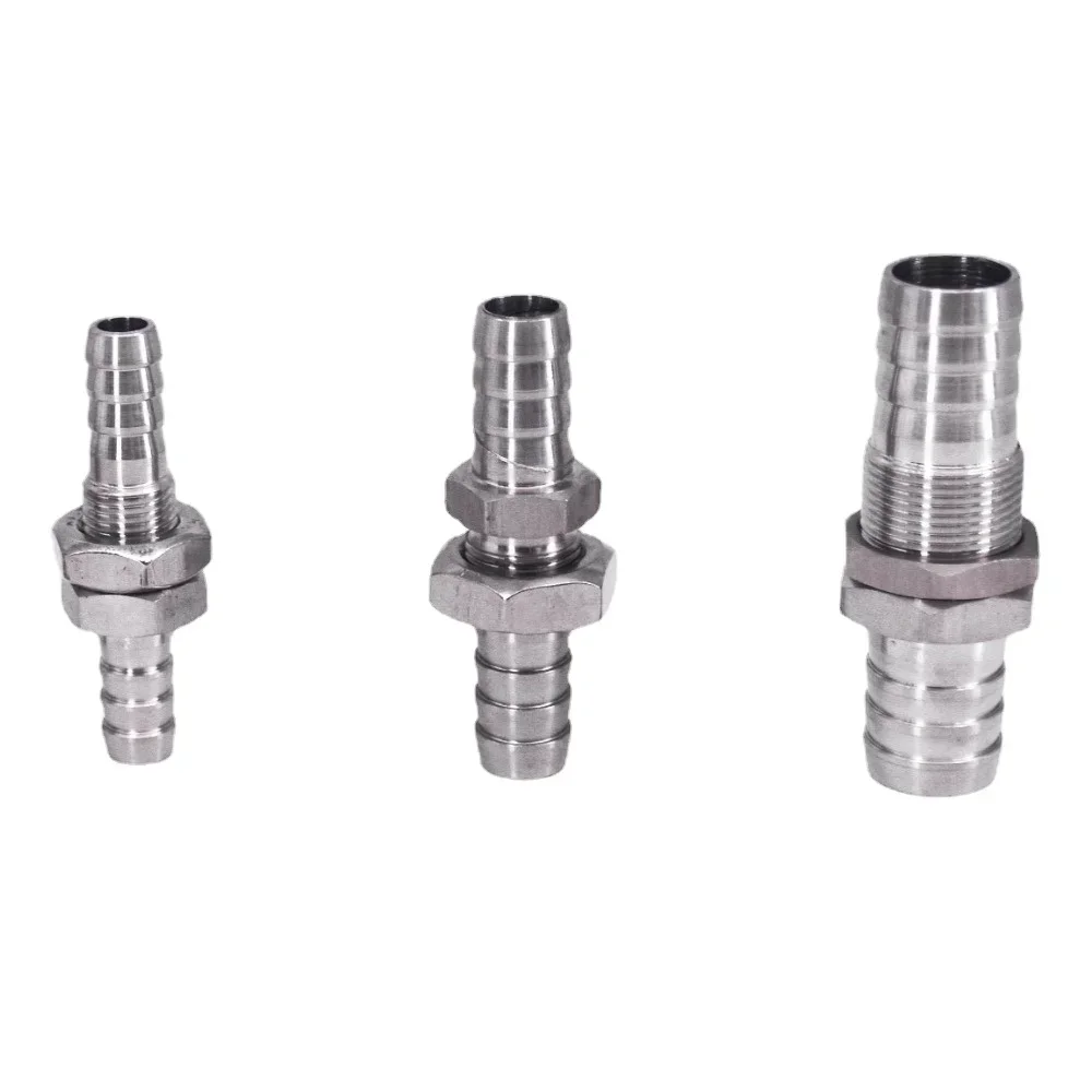 

2.5 3 4 5 6 8 10 12 13 14 16 19 20 25 32mm Hose Barb Equal Reducing 304 Stainless Steel Bulkhead Hosetail Pipe Fitting Connector