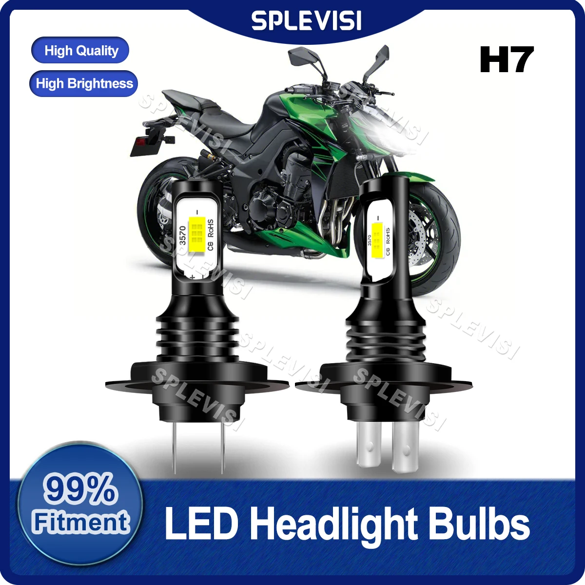 

2PCS Moto H7 LED Headlight Bulbs 8000LM 12v-24v HID White Compatible For Kawasaki Ninja 250R 650R ZX10R ZX6RR CSP Chips