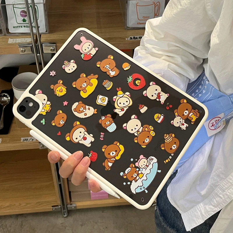 Rilakkuma Case For iPad Air 2025 11in 13 in iPad Pro 2024 11in 13in iPad 10th 11th Air 4 5 Pro 2022 Mini 6 7 Acrylic Hard Cover