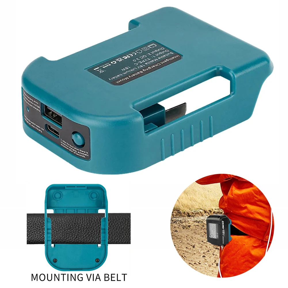 Fast Charging Adapter for Makita 18V Li-ion Battery BL1860 Batteries Power Bank with Dual Output Interface Portable Rack