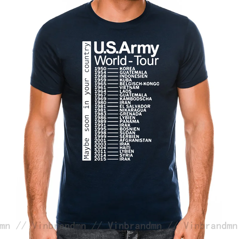 The US Army World Tour concert military black white T-shirt Man Star Loose Cotton T shirt Alpha America Size Short Sleeve tshirt