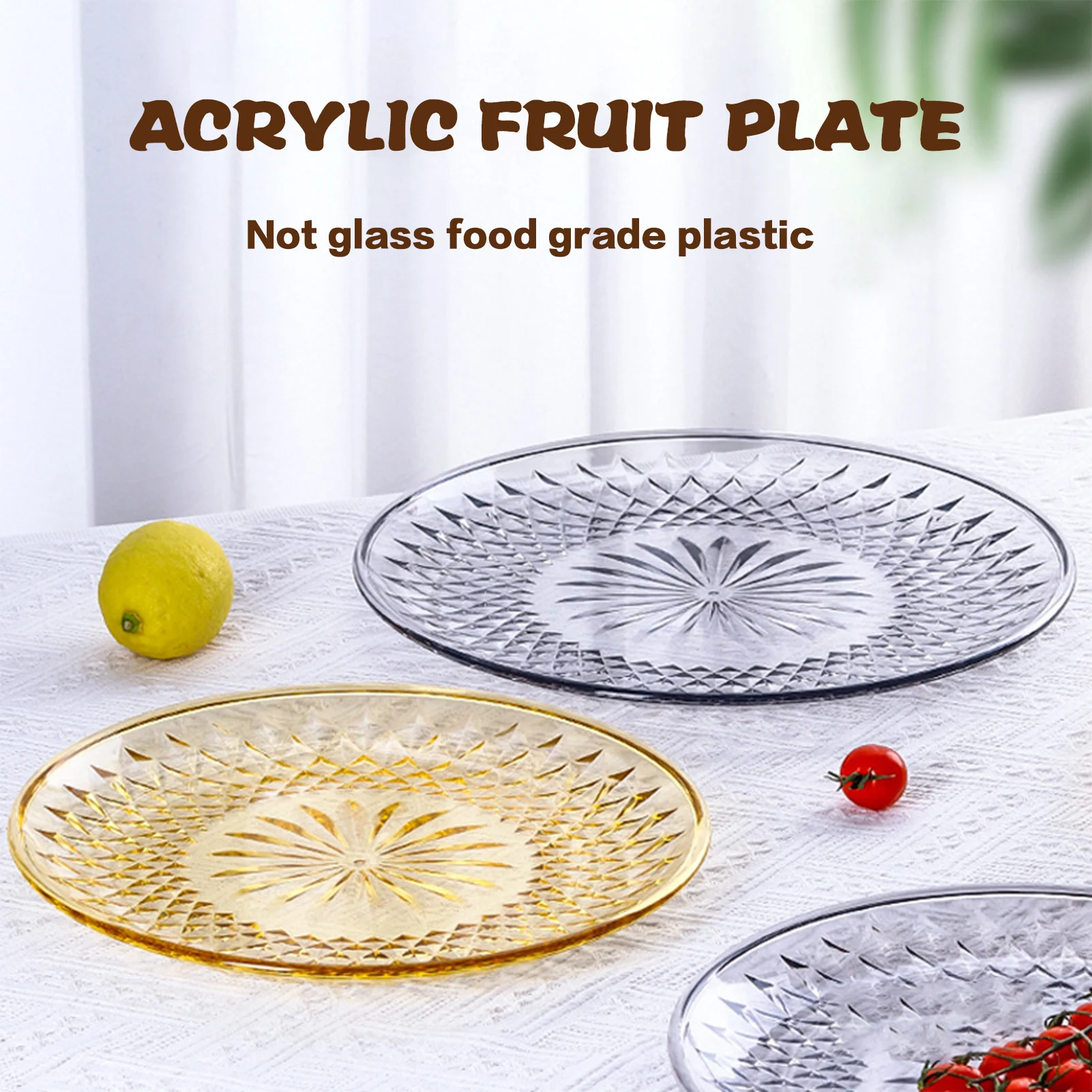 15/20/25/30cm Acrylic Fruits Plate Snack Plates Household Kitchen Specialty Plates Candy Nut Food Serving Plate Tableware