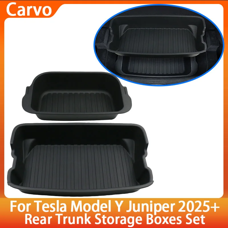 Double-Deck Front & Rear Trunk Storage Box for Tesla Model Y Juniper 2025-2026  Frunk Organizer Dustproof Cargo Luggage Tote