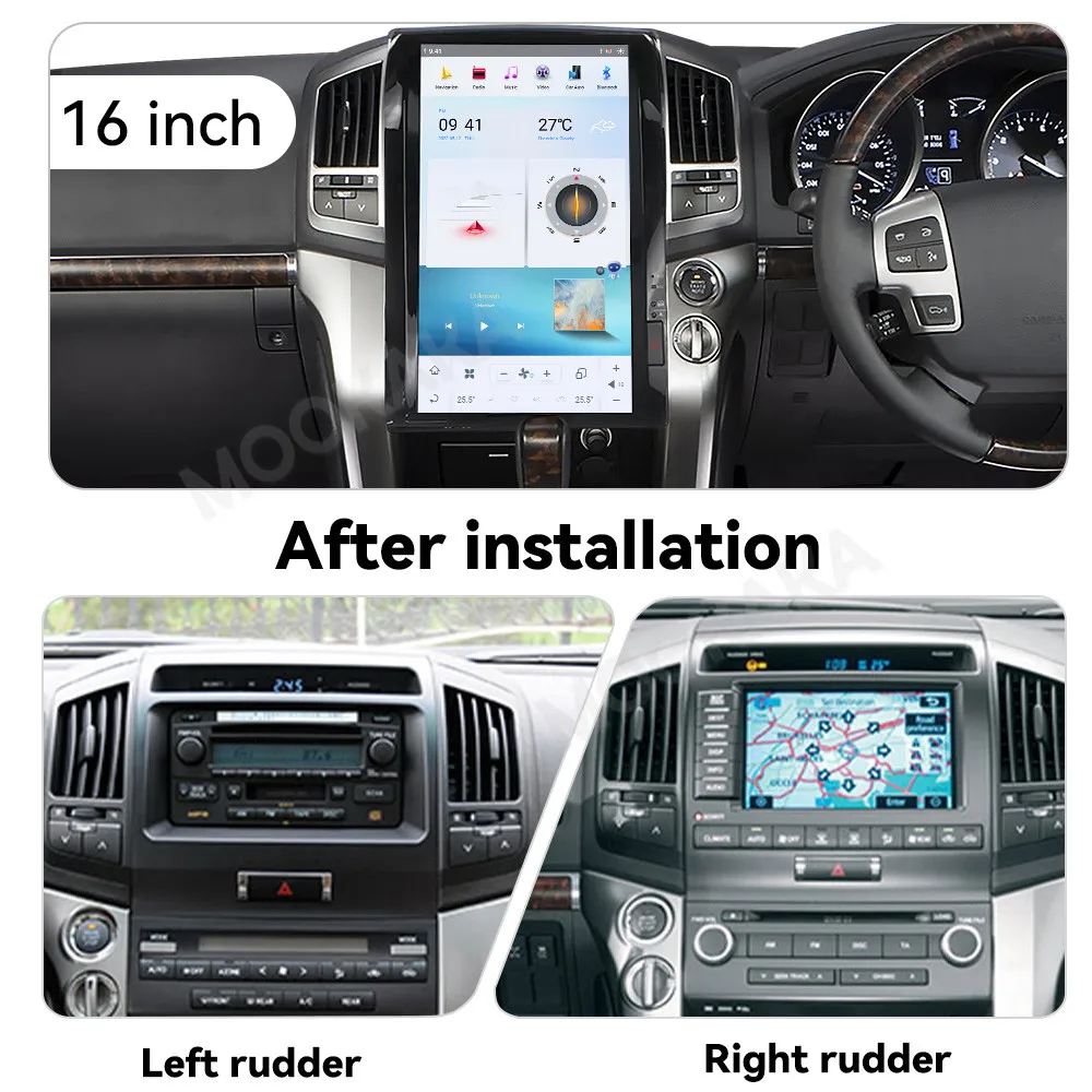 16 Inches Tesla Screen Android13.0 Car Stereo GPS Navigation For Toyota Land Cruiser LC200 2008-2021 Multimedia Player Head Unit