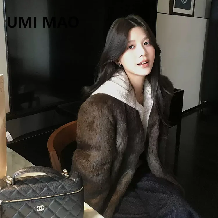 

UMI MAO Internet Celebrity Style Rabbit Real Fur Young Fluffy Fur Coat For Women Winter New Versatile Slimming