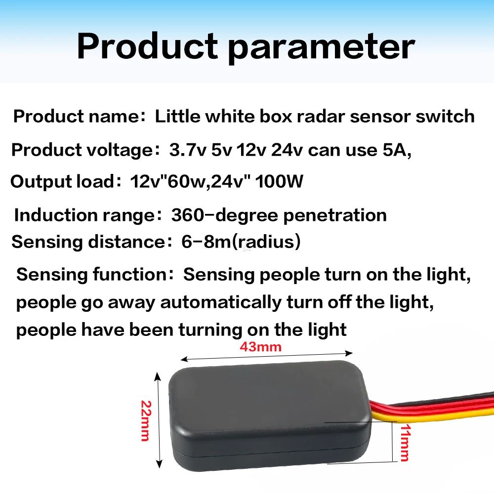 12V-24V mini Radar Sensor Switch LED Lighting Intelligent Controller Hidden Sensor On/Off Delay 30 Seconds Automatic off
