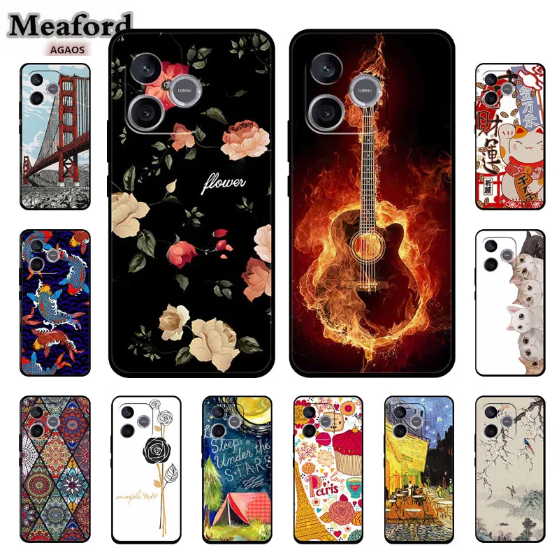 3D Flower Case For Honor 600 Lite Silicone Emboss Phone Cases 500 Smart X80i 5G Soft Silicone TPU Back Guitar Reliefe Cover Etui