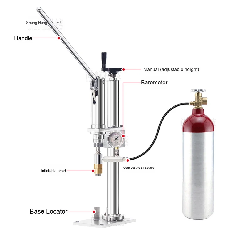 Manual Aerosol Tank Inflator for Mousse Air Freshener Cosmetics Metal Bottles Water Application Filling Machine