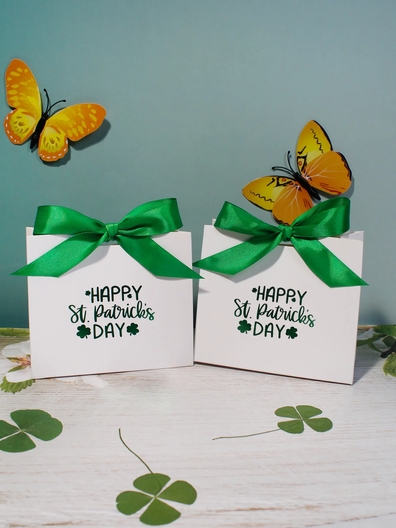 St. Patrick's Day Mini Gift Boxes Favor Boxes with Happy St. Patrick's Day Design and Green Ribbons-Perfect for Candy Chocolates