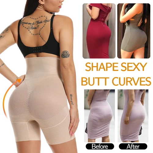 Imagen 2 del producto Moldeador de cuerpo para mujer, entrenador de cintura alta, bragas con Control de barriga, levantador de glúteos, ropa interior adelgazante, faja moldeadora de cintura, pantalones cortos