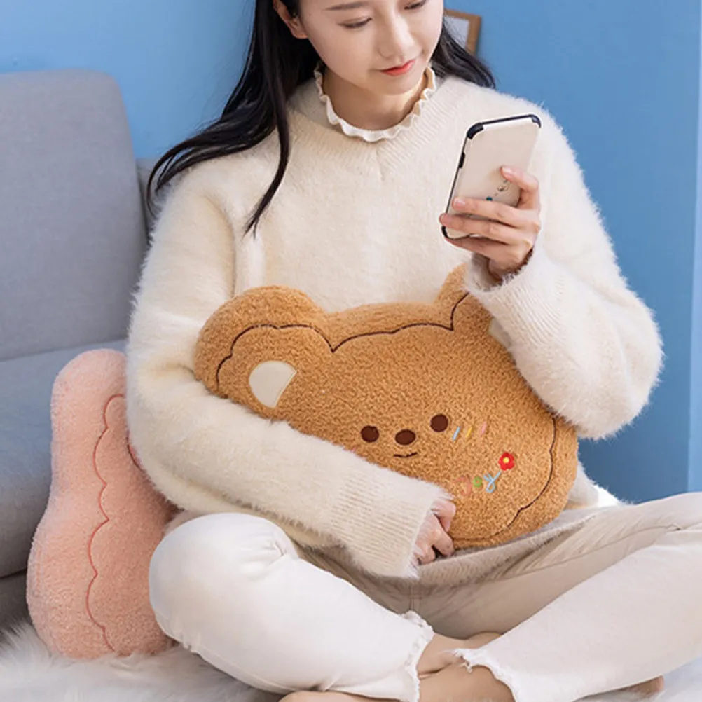 

Cute Bear Shape Throw Pillow Soft PP Cotton Filled Lovely Decor Pillow for Kids Room Sofa Chair Reading Watching Floor