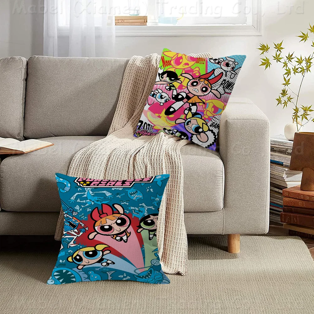 The-P-Powerpuffs Cartoon Girls Cushion Cover 30x50 Polyester Sofa Cushions Decorative Throw Pillows Home Decoration Pillowcover