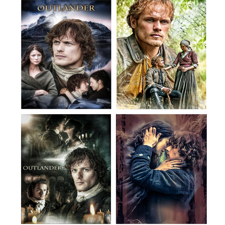 Outlander-TV Show Art Diamond Painting Wall Art Rhinestone Pictur 5D DIY Diamond Mosaic Embroidery Jamie And Claire Home Decor