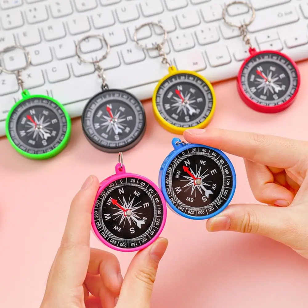 Camping Pocket Compass Keychain Climbing Hiking Mini Compass Pendant Cycling Random Color Navigation Tools Backpack Decor