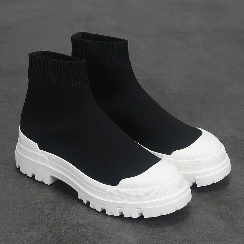 

Casual Breathable Flying Weaving Top Shoes to Increase Comfortable Everything High Top Board Shoes Soft Soled Sports Men's Shoes