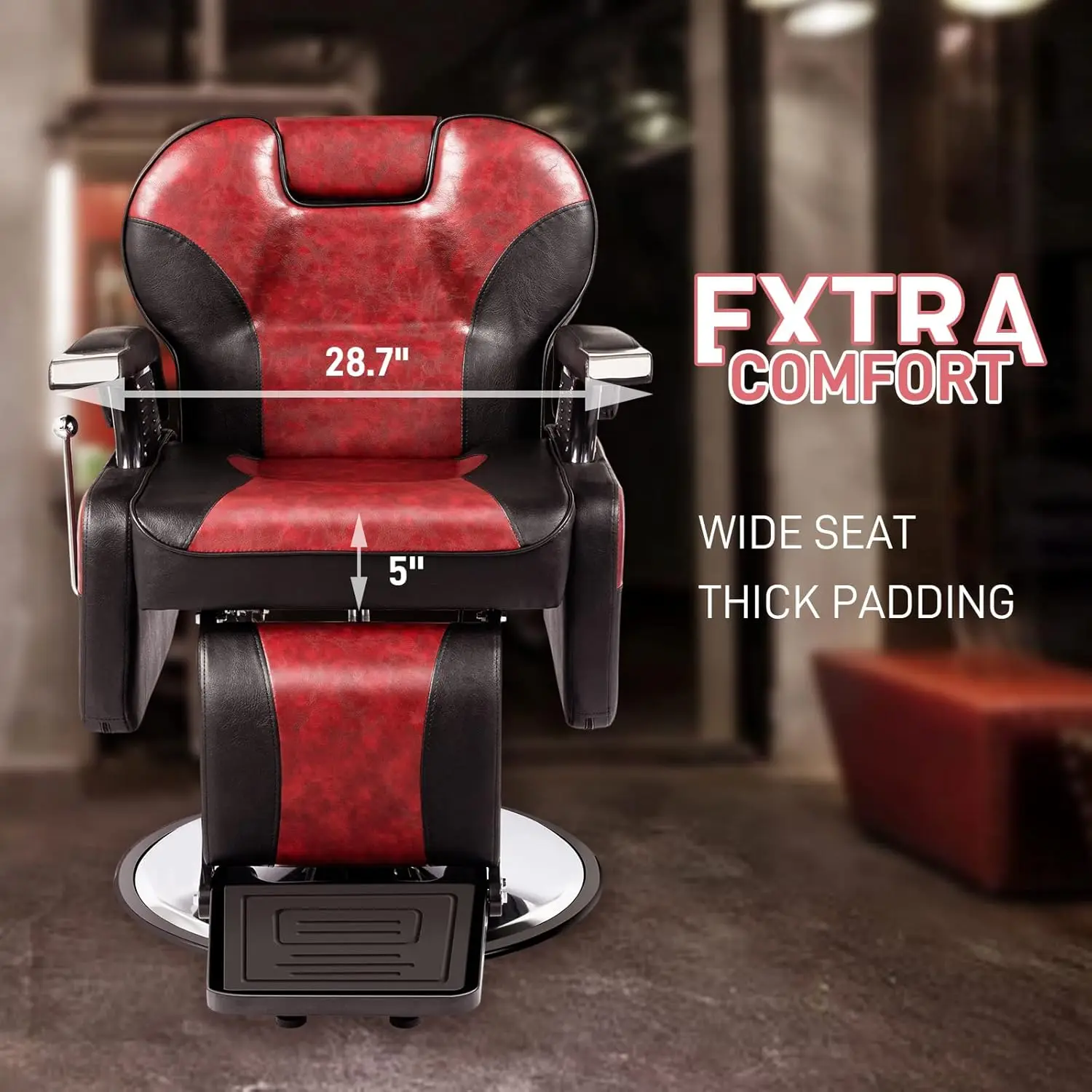 Mefeir Barber Chair Red Heavy Duty Reclining, All Purpose Hydraulic Salon Chairs For Hair Stylist, Barbershop Beauty Spa